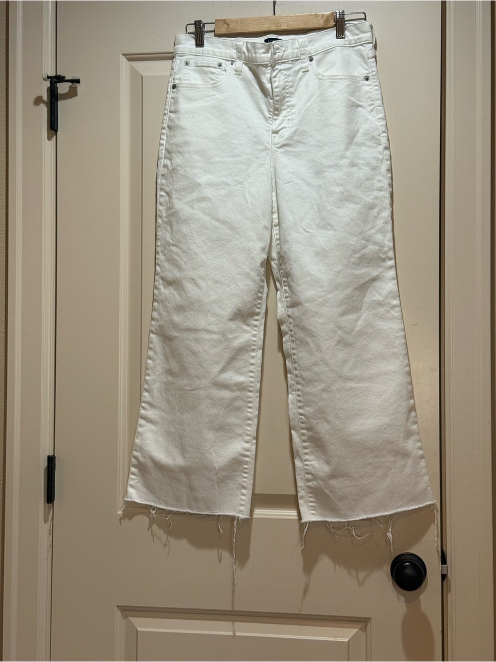 J. Crew White Cropped Wide-Leg Jeans